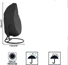 Rivestimento per poltrona sospesa, protezione antipolvere, 190 x 115 cm, rivestimento per sedia a dondolo con coulisse, nero