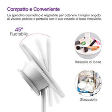 Ckeyin Specchio Per Il Trucco Luminoso, Specchio Ingranditore Ricaricabile 1X / 7X e 42 Luci a Led,Specchio Per Illuminazione Da Viaggio,Specchio Per Il Trucco Da Tavolo Portatile,3 Colori Dimmerabili