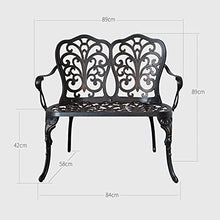 Panchina da giardino per esterni Panchine da terrazza per il tempo libero, Panchina in metallo pressofuso di alluminio antiruggine e anticorrosione, Panchina comoda da cortile a 2 posti, Panchina