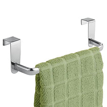 mDesign Set da 2 Porta asciugamani cucina – Porta strofinacci da appendere alle ante dei mobili – Appendi strofinacci senza forare muro per bagno o cucina – Argento