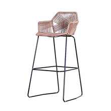 UWY Sgabelli da Bar Sgabello da Bar Sedia da Pranzo in Metallo + Materiale in Rattan Intrecciato Adatto per Cucina Colazione Bar Lounge Chair Schienale poggiapiedi ringhiera Balcone (Colore: A)