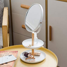 LYUN Vassoio di stoccaggio Multifunzione, Specchio per vanità, Specchio per vanità ingranditore bifacciale in Ferro battuto per Camera da Letto da Bagno