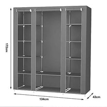 Turefans Armadio Pieghevole, Armadio Guardaroba, Tessuto Non Tessuto + Tubo in Acciaio Inox, Impermeabile, Antipolvere, antimuffa, 172 * 134 * 43cm, Grigio