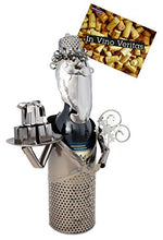 BRUBAKER portabottiglie per vino Babbo Natale - Decorazione natalizia in metallo - con biglietto di auguri per regalo di vino