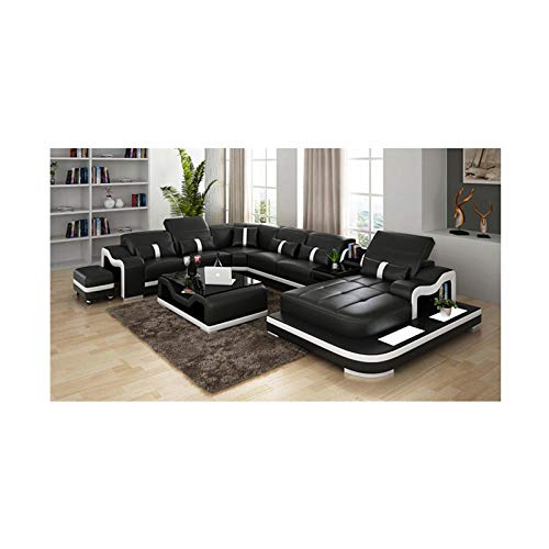 Winpavo Set di Divani Divano Divano Ad Angolo Divani Combinazione di Divani Angolari Moderni in Pelle per Soggiorno-C