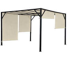 Mendler Gazebo pergola baldacchino apribile Baia Acciaio Poliestere Avorio 3x3m