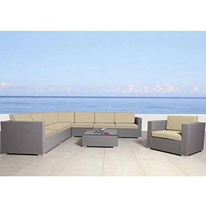 Bagno Italia Divano Rattan 10 posti Grigio Set Poltrona Giardino Esterno tavolino Vetro I