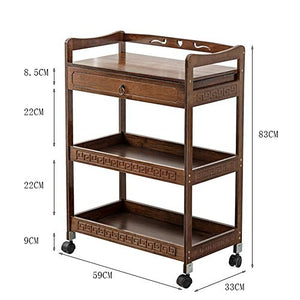 YIN YIN Carrello per Ripiani Carretto di Legno Mobile di Legno di bambù dello scaffale dello scaffale for L'Ufficio del Salone Carrello a rulli (Color : A)