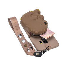 Artfeel Portafoglio Cover per Samsung Galaxy S9 Plus,Carino 3D Cartoni Animati Morbido Silicone TPU Custodia con Cerniera Tasca e Cinturino Cordino al Collo Caso,Orso Marrone