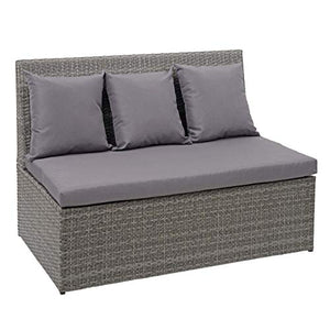 Mendler Divano sofà 2 posti da Esterno HWC-G16 polyrattan Grigio Cuscino Grigio Scuro