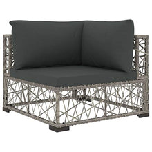 vidaXL Set Divani da Giardino 6 pz con Cuscini Foderati Lavabili Modulare Leggero Elegante Arredi da Esterno in Polyrattan Grigio Telaio in Acciaio