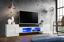 ExtremeFurniture Armadio TV Bridge, Porte Frontali Laterali in Bianco Lucido, Sezione Centrale/Cassa in Bianco Opaco Senza LED