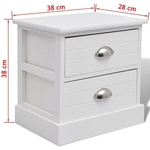 Set di 2 tavolini da comodino con 2 cassetti, tavolo da notte, in MDF, armadio da comodino, resistente e ideale per camera da letto, soggiorno, 38 x 28 x 38 cm, Bianco