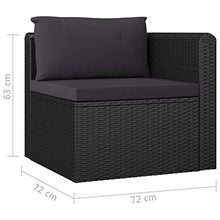Tidyard Divano da Giardino 2 Posti con Cuscini in Polyrattan,Set Salotto da Giardino Esterno in Rattan,Divano Modulare,72 x 72 x 63 cm,Nero