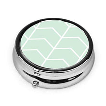 Chevron Mint Northern Lights - Contenitore rotondo per pillole a 3 scomparti, in metallo, per medicina e vitamina