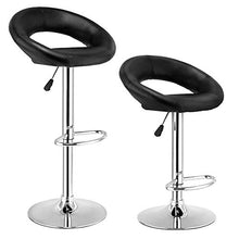 COSTWAY Set di 2 sgabelli da Bar, sgabelli da Cucina per bancone con poggiapiedi, Girevole,Cuoio in PU, (Nero)