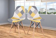 GroBKau - Set di 4 sedie da pranzo moderne in tessuto patchwork con base in legno, ideali per soggiorno, sala da pranzo, caffè, sala d'attesa, ecc.