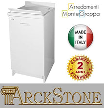 Mobile Lavatoio in nobilitato idrorepellente bianco Arredamenti Montegrappa Edilla 45x50x85 cm Apertura cerniere a sinistra SX Lavello Lavapanni Lavanderia Bagno Legno Asse Plastica Vasca Interno
