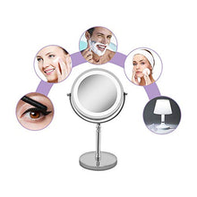 Specchio per Trucco a LED con Lente d'Ingrandimento Alimentato a Batteria ingrandimento 10x Rotazione a 360 ° Specchio Argento HD Specchio per Trucco da Tavolo Piccolo Argento
