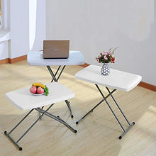 sogesfurniture Tavolo Pieghevole da Picnic da Giardino Bianco Portatile, Perfetto Come Tavolo da Campeggio, da Buffet, da Cucina, Regolabile in Altezza, 76x50x54/62/74cm, HP-76X-BH