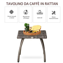 Outsunny Tavolino in Rattan Sintetico da Esterno, Giardino, Terrazzo Impermeabile Grigio 45x45x44cm