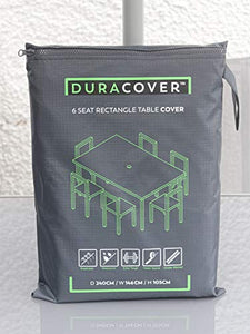 Duracover Premium - Copritavolo Rettangolare da 6 posti, per Tavolo e sedie da Esterni, Impermeabile (600D), Durevole, Resistente agli Strappi, Traspirante con Piedini protettivi (240 x 146 x 100 cm)