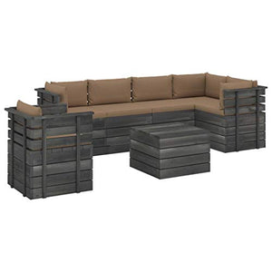vidaXL Set Divani da Giardino su Pallet 7 pz con Cuscini Massello Pino