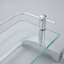 ZLININ Y-longhair Mensola da bagno a parete in vetro temperato con porta asciugamani, spazio alluminio argento (dimensioni: 60,3 x 15 cm)