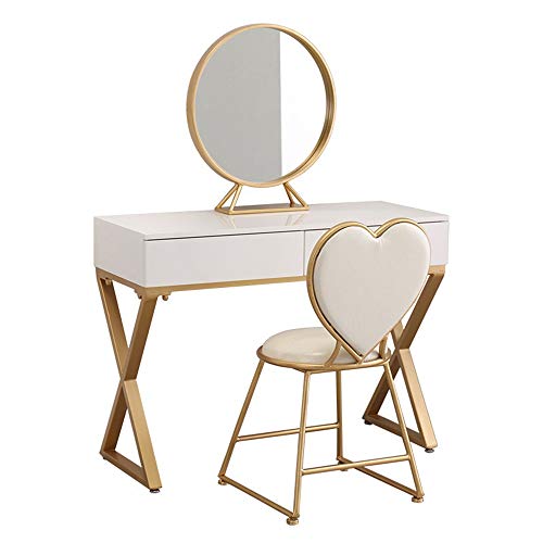 XuZeLii Tovaglia Una Credenza Spogliatoio Tavolo Sedia A Mosaico Grandi Cassetti Facile da Montare Grandi Multifunzione Specchio Toilette con Cassetti (Color, Size : 100x40x75cm)