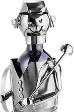 BRUBAKER Portabottiglie per Vino - Golfista con Borsa Giocatore di Golf - Decorazione in Metallo - Portabottiglie con Biglietto d'Auguri - Regalo del Vino