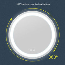 Specchio da bagno Illuminato con Luce a LED Specchio Rotondo da Parete Specchio per Il Trucco Alta Nebbia Trasparente Specchio Argento Interruttore Smart Touch, Adatto per Bagno/Hotel/Barbiere