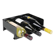 mDesign Portabottiglie in Plastica Nera - Bottigliera e Scaffale Porta Bottiglie per conservazione ottimale - Set da 4 - Struttura impilabile - Per 3 bottiglie