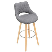 WOLTU Sgabello da Bar per Cucina Ristorante con Poggiapiedi Gambe in Legno Massello, Tessuto di Lino Grigio Scuro BH111dgr-1