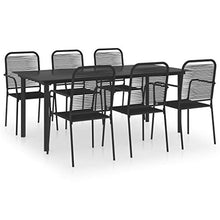 FAMIROSA Set da Pranzo da Giardino 7 pz Nero in Vetro e Acciaio-0211