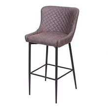 Sgabello Vintage con poggiapiedi HWC-H79 Metallo Tessuto Grigio Scuro