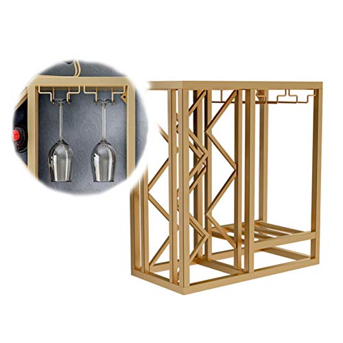Porta bottiglie da vino Portabottiglie da parete impilabile da appoggio, 10 bottiglie e 4 tazze, portaoggetti, ripiano per ripiano di liquori da appoggio e ferro (oro, nero, bianco / 16,7x9,84x16,7