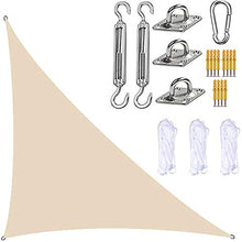 DAMAI Tenda A Vela Impermeabile Triangolare 3x3x4.3M, Vela Ombreggiante Triangolare per Esterno Giardino Terrazza,Beige
