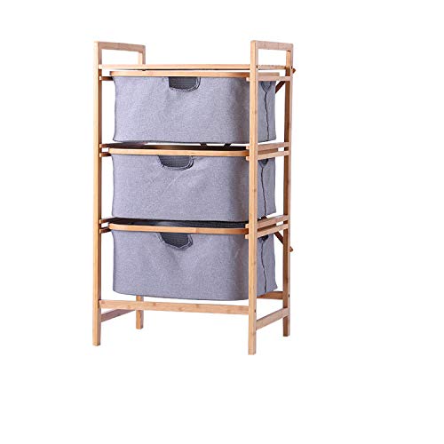 YQ&TL Armadietto Mobiletto Bagno Salvaspazio Armadio da Bagno a Tre Strati, dormitorio, Finitura scaffale da Pavimento, scaffale di bambù Semplice per Uso Domestico