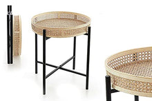 Vetrineinrete® Tavolino pieghevole con vassoio rimovibile in vimini tavolo in rattan da terrazzo giardino (Ø 50 cm)