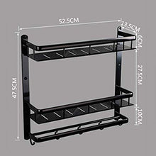 AINIYF Bagno Bagno Doccia Mensola Organizzatore Parete di Alluminio dello Spazio Rettangolare portasciugamani igienici Punch liberano Il recinto di Hook Up 1 / 2tier anneriscono, Nero
