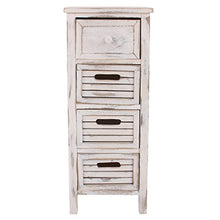 Mendler Serie Vintage scaffale cassettiera Legno paulonia 4 cassetti 25x30x74cm Bianco