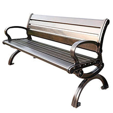 Panchina per terrazza da parco Panchine per il tempo libero da esterno, Panchine da giardino resistenti alle intemperie in ghisa e pino, Panchina decorativa retrò con schienale e braccioli, Panchina