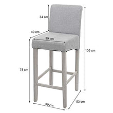 Mendler Coppia sgabelli HWC-C33 Lounge Legno Tessuto - Grigio Chiaro Piedi Chiari