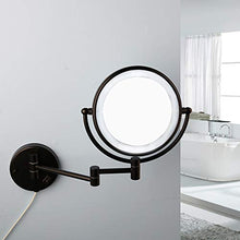 Specchio da trucco nero opaco a LED, montaggio a parete, estremamente pieghevole, doppio lato, 3 x Magnification Bath