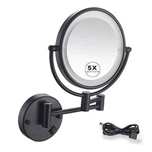 WZDD Specchio Trucco Ingranditore da Parete, Ingrandimento 5X Specchio Cosmetico con Luce a LED, Doppio Lato Orientabile a 360 ° Cosmetico Specchio