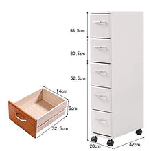 Ryyland-Home Cassapanca Stretta 5 Livello di Legno Slim rotolamento Governo con Rimovibile Ruote for Camera da Letto Cucina Soggiorno Balcone limitare Governo di immagazzinaggio
