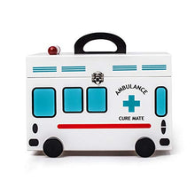 YLX Cassetta Medicinali Bambini Decorativa in Legno Portatile Grande capacità,Simpatico Cartone Animato Forma Ambulanza Doppio Strato Scatola Medicine Uso Domestico,Chiusura Sicurezza,Pesa Circa 2 kg