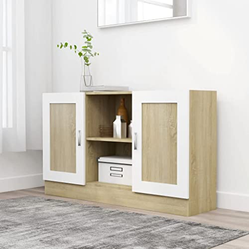 vidaXL Credenza Bianco e Rovere Sonoma 120x30,5x70 cm in Truciolato
