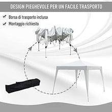 Outsunny Gazebo Pieghevole da Giardino 3x3m Struttura in Acciaio, Corde Antivento e Sacca di Trasporto, Bianco
