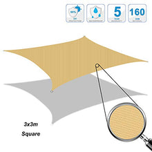 Cool Area Tenda a Vela Quadrata 3 x 3 Metri, Vela Ombreggiante Impermeabile Protezione Raggi UV per Giardino Balcone Terrazza, Sabbia